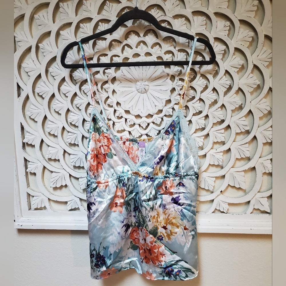 Lilac & Lavender Satin And Lace Cami Tank XXL NWT